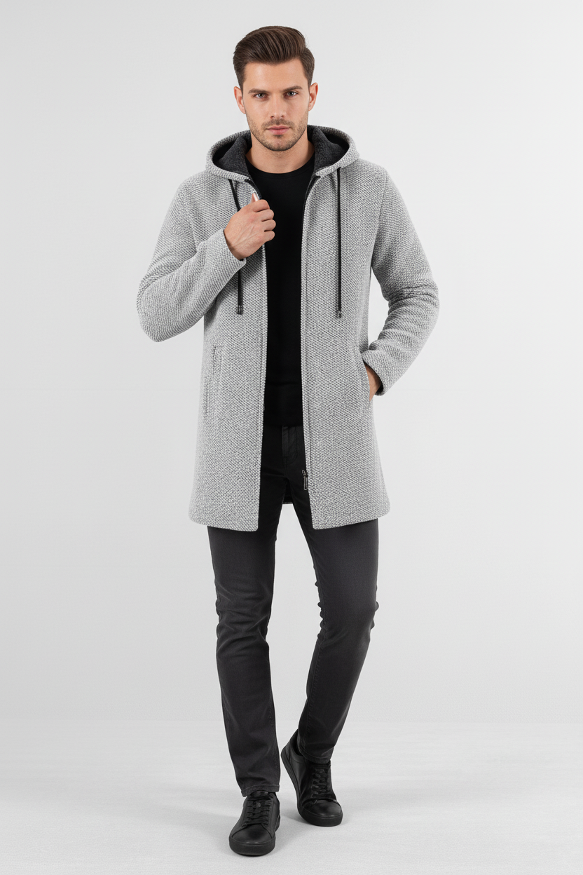 TARGON - Kardigan z kapturem i ociepleniem z polaru