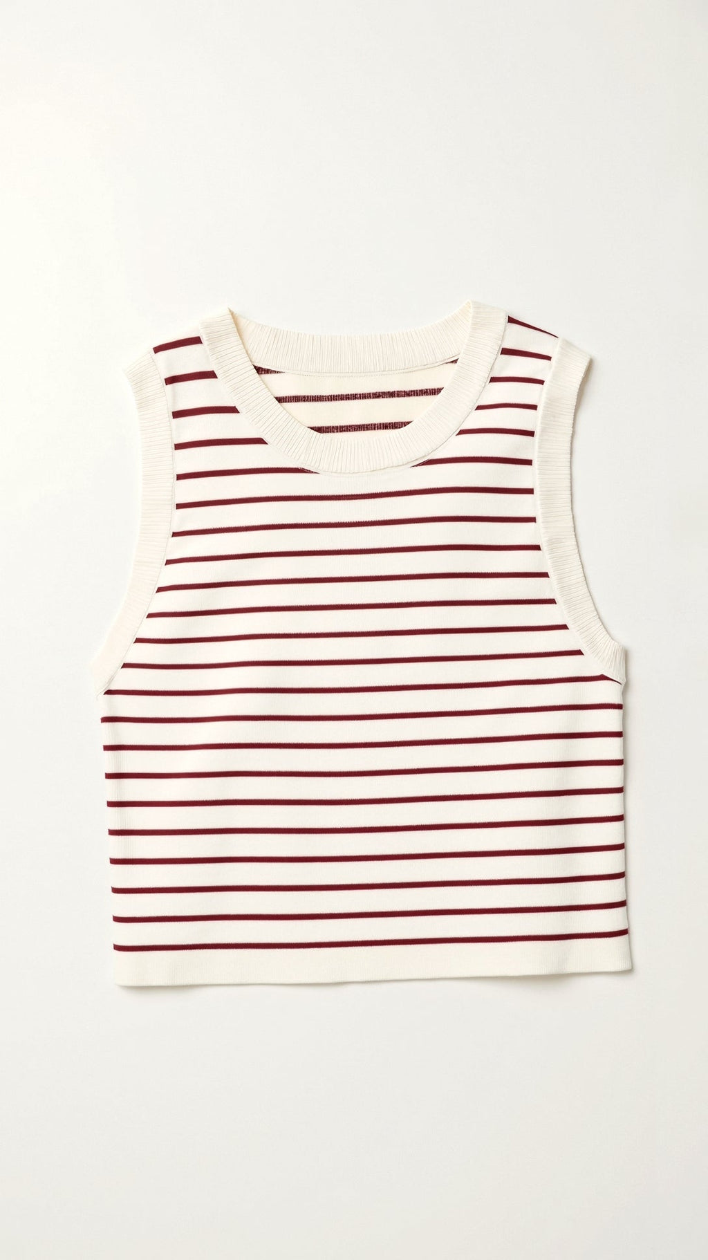 Kurzes Damen-Tanktop mit Rippstrick und maritimen Streifen 6