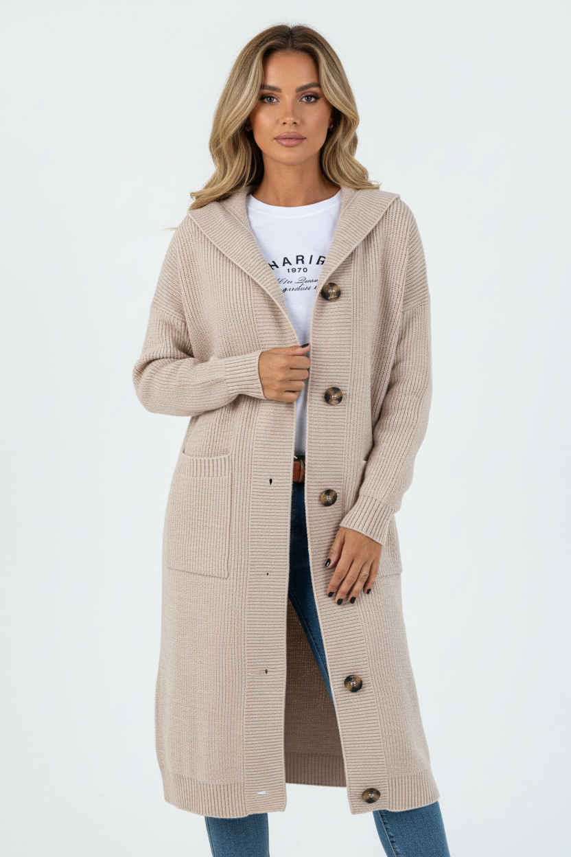 ORINA – Elegancki długi dzianinowy kardigan