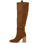 Zamszowe buty na klockowym obcasie 0