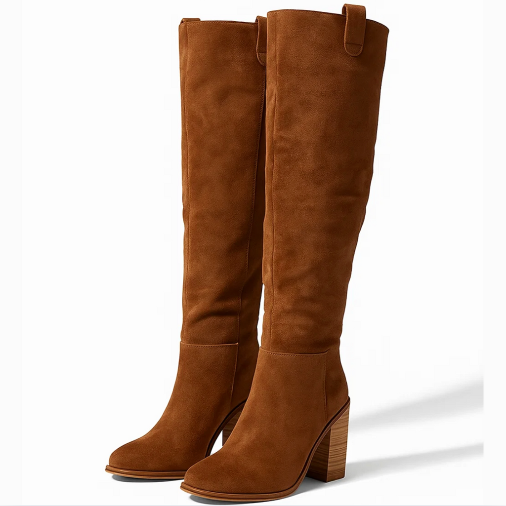 Zamszowe buty na klockowym obcasie 1