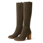 Zamszowe buty na klockowym obcasie 4